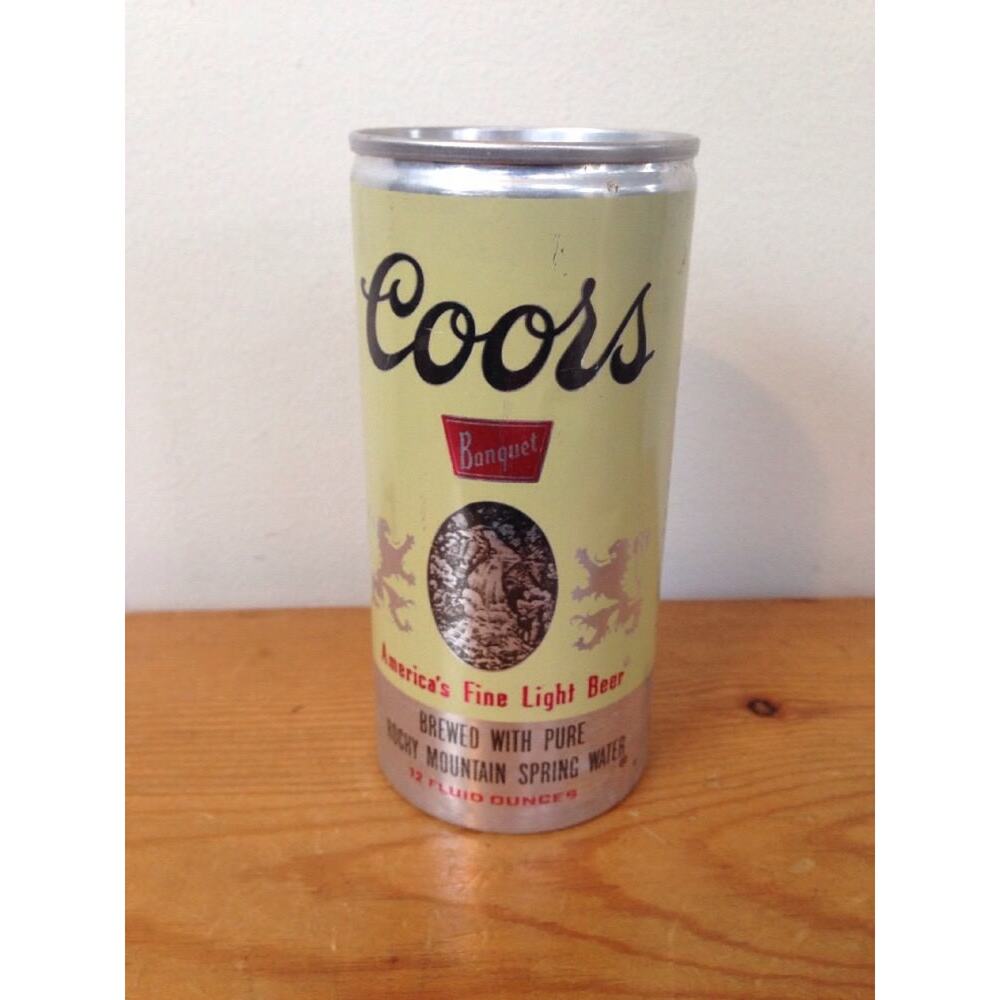 Vintage Flat Pop Top Pull Tab Aluminum Beer Can Coors Light Banquet 12floz